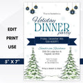 blue holiday dinner party invite